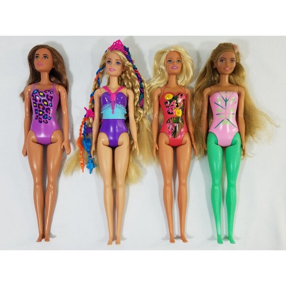 Mattel Barbie Dolls lot of 7 Color Hair Reveal Painted on suits Glitter Legs - Picture 2 of 11